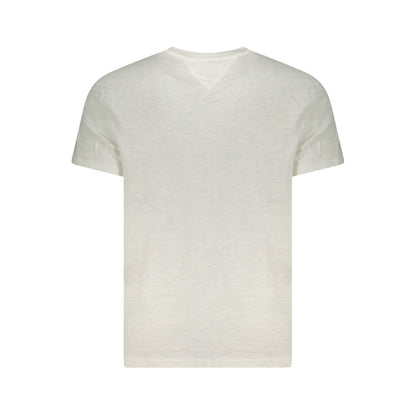 Tommy Hilfiger Hvid Bomuld Herre T Shirt Med Logo Originalt
