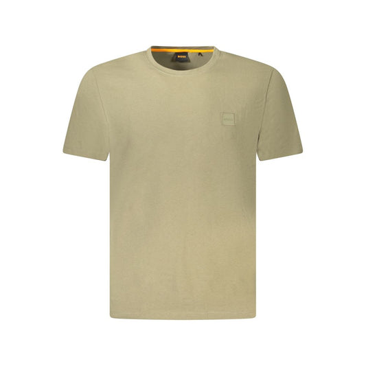 Hugo Boss Grøn Bomuld Herre Tshirt Med Broderi Og Logo