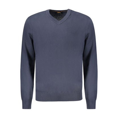Hugo Boss Blå Bomuld Trøje Langærmet Med Broderi Og Logo