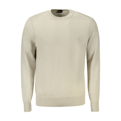 Hugo Boss Beige Bomuldstrøje Med Broderi Og Logo Effekt