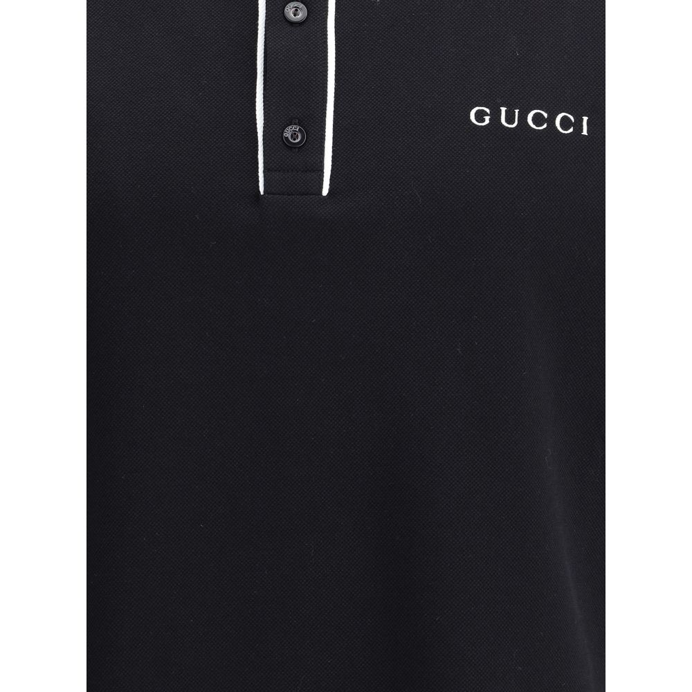 Gucci Logo Polo Trøje Med Kontrast Monogram På Brystet