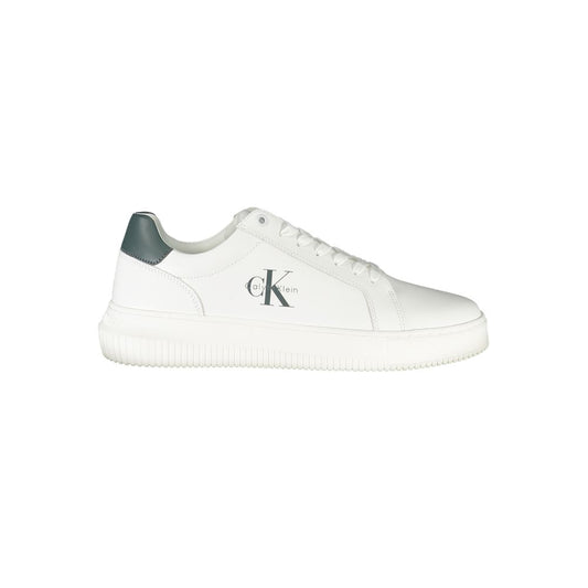 Calvin Klein Hvid Læder Herre Sneakers Med Grønne Detaljer