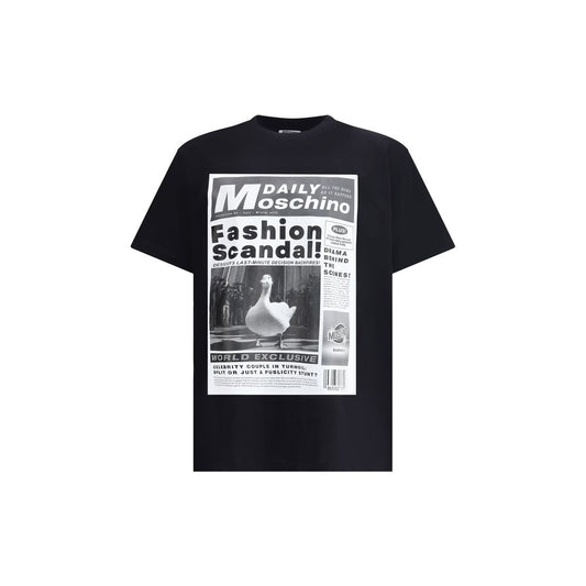 Moschino T Shirt Med Maxi Print Og Monogram Bomuld Kvalitet