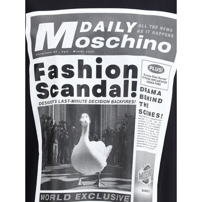 Moschino T Shirt Med Maxi Print Og Monogram Bomuld Kvalitet