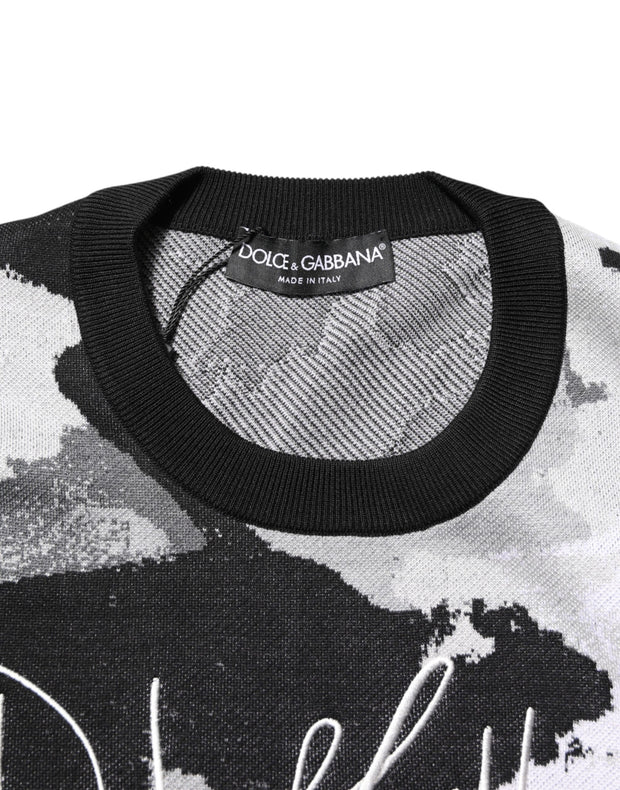 Dolce & Gabbana Multicolor Silk Camouflage Pullover Sweater