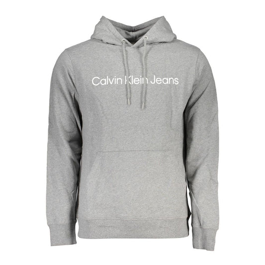 Calvin Klein Grå Bomuld Herre Trøje Med Hætte Og Lomme