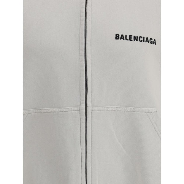 Balenciaga White Cotton Sweatshirt