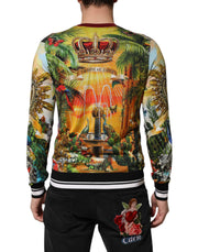 Dolce & Gabbana Tropical Heart Crown Silk Pullover Sweater