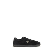 Prada Black Calf Leather Bos Taurus Low Top Sneakers