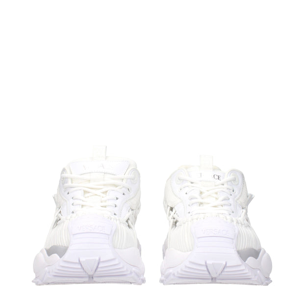 Versace White Leather Athletic Sneakers