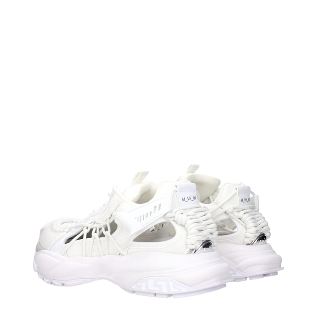 Versace White Leather Athletic Sneakers