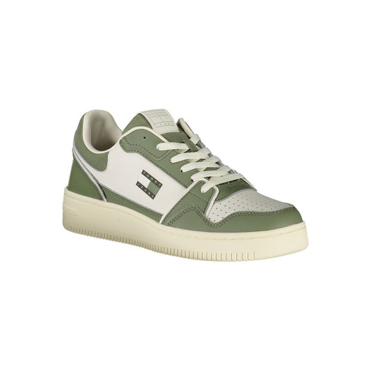 Tommy Hilfiger Grøn Læder Herre Sneaker Med Komfort
