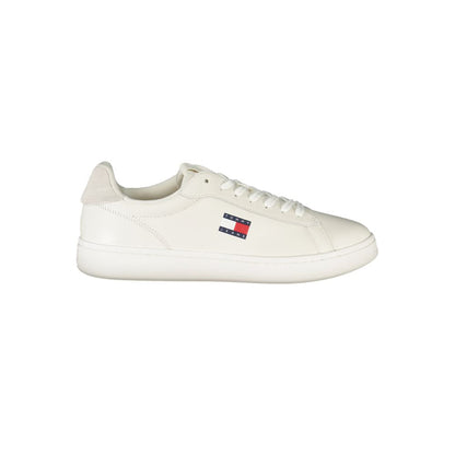 Tommy Hilfiger Hvid Læder Herre Sneaker Med Logo Signature