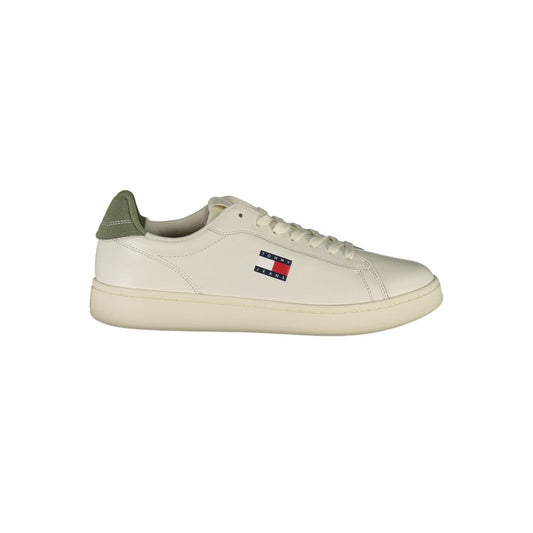 Tommy Hilfiger Hvid Læder Herre Sneaker Grønne Detaljer