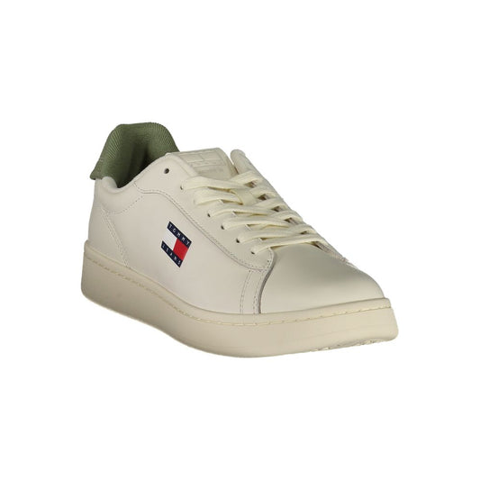 Tommy Hilfiger Hvid Læder Herre Sneaker Grønne Detaljer