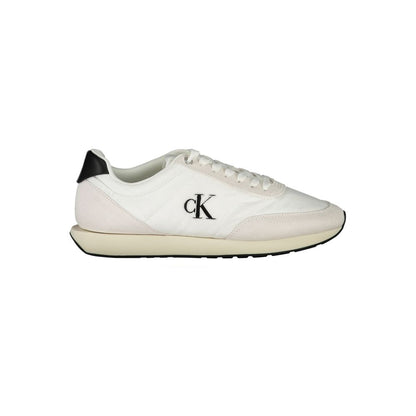 Calvin Klein Hvide Polyester Herresneaker Med Logobroderi