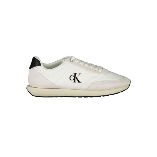 Calvin Klein Hvide Polyester Herresneaker Med Logobroderi