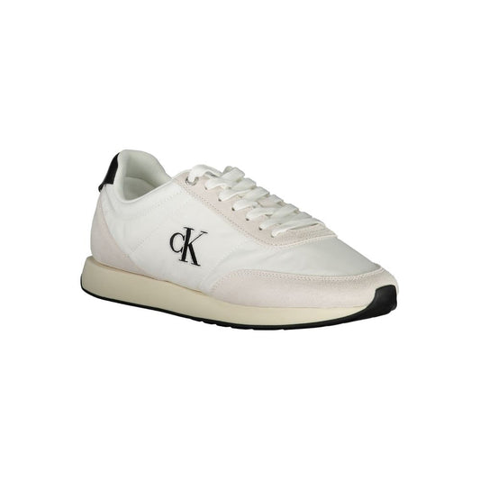 Calvin Klein Hvide Polyester Herresneaker Med Logobroderi