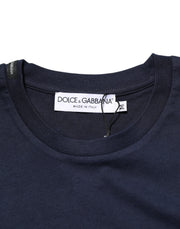 Dolce & Gabbana Dark Blue Cotton DG Logo Print Men’s Top T-shirt