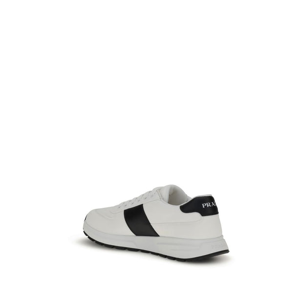 Prada White Calf Leather Bos Taurus Low Top Sneakers