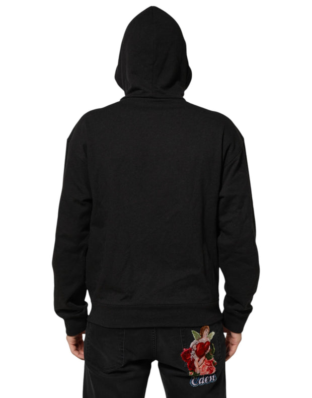 Dolce & Gabbana Black Logo FullZip Hooded Sweatshirt Sweater