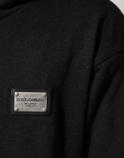 Dolce & Gabbana Black Logo FullZip Hooded Sweatshirt Sweater