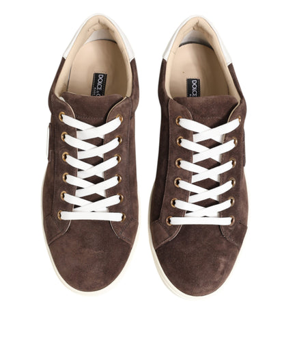 Dolce & Gabbana Brown Suede Leather Low Top Men Sneakers Shoes