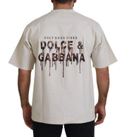 Dolce & Gabbana Ivory Cotton Ivory Printed Crewneck