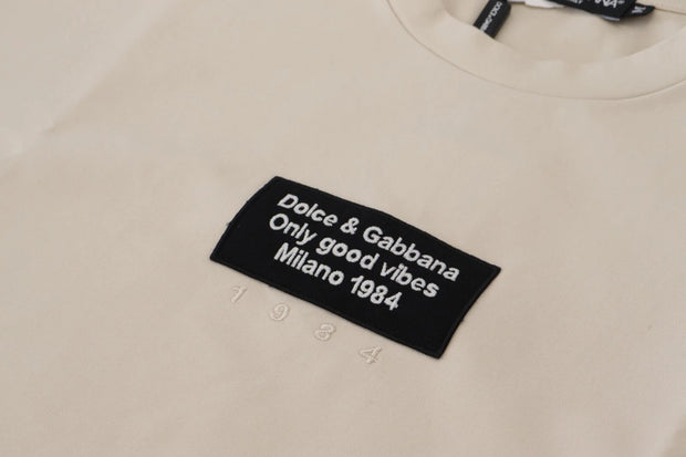 Dolce & Gabbana Ivory Cotton Ivory Printed Crewneck