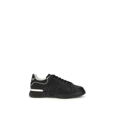 Philipp Plein Black Calf Leather Bos Taurus Athletic Sneakers