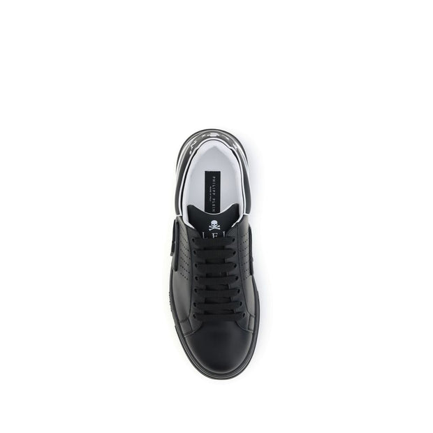 Philipp Plein Black Calf Leather Bos Taurus Athletic Sneakers