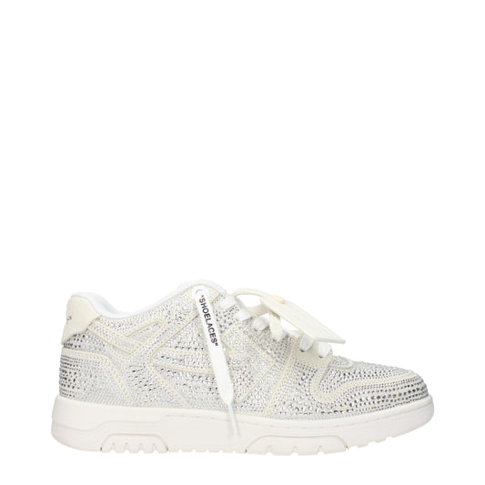 Off White Beige Læder Lav Top Sneakers Front Side Logo