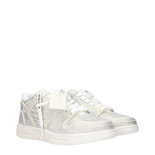 Off White Beige Læder Lav Top Sneakers Front Side Logo