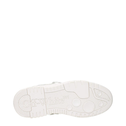 Off White Beige Læder Lav Top Sneakers Front Side Logo