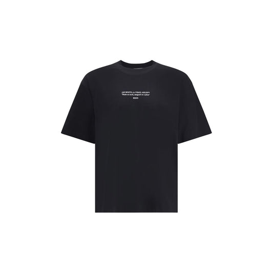 Off White Sort Bomuld Tshirt Med Fronttekst Og Logo Premium