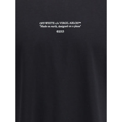 Off White Sort Bomuld Tshirt Med Fronttekst Og Logo Premium