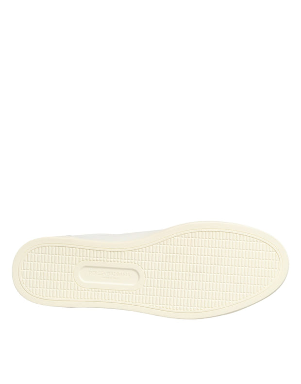 Dolce & Gabbana White Leather Heart Embellished Sneakers Shoes
