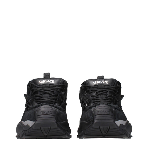 Versace Black Leather Athletic Sneakers