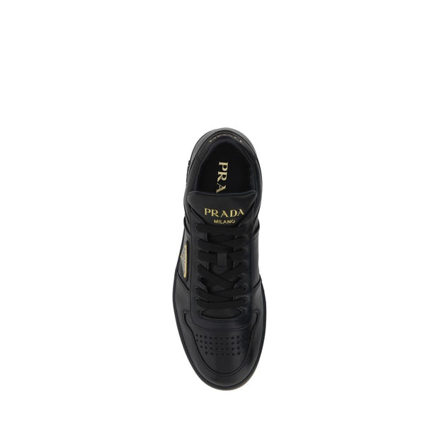 Prada Black Calf Leather Bos Taurus Low Top Sneakers