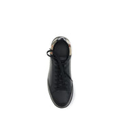 Burberry Black Calf Leather Bos Taurus Low Top Sneakers