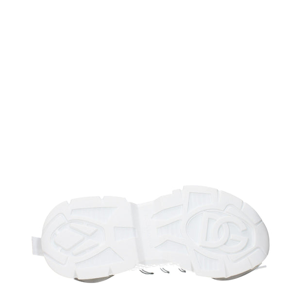 Dolce & Gabbana White Fabric Athletic Sneakers
