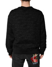 Dolce & Gabbana Black Monogram Crew Neck Sweatshirt Sweater