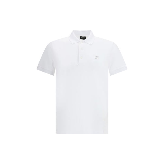 Fendi White Cotton Polo Shirt
