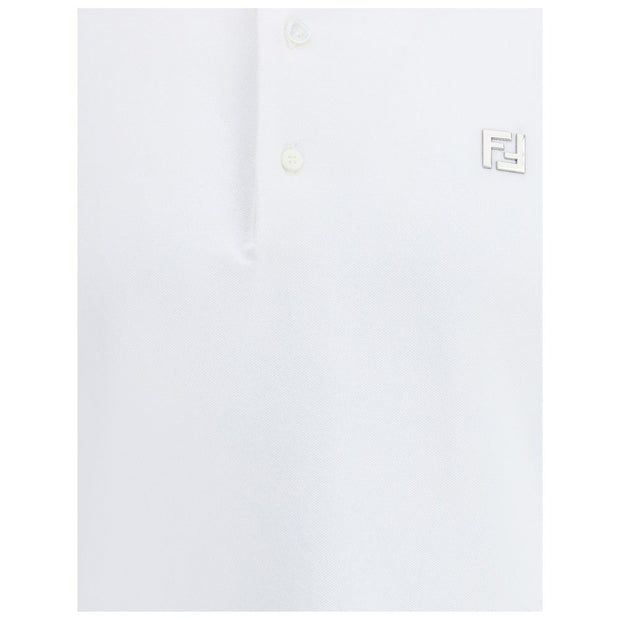 Fendi White Cotton Polo Shirt