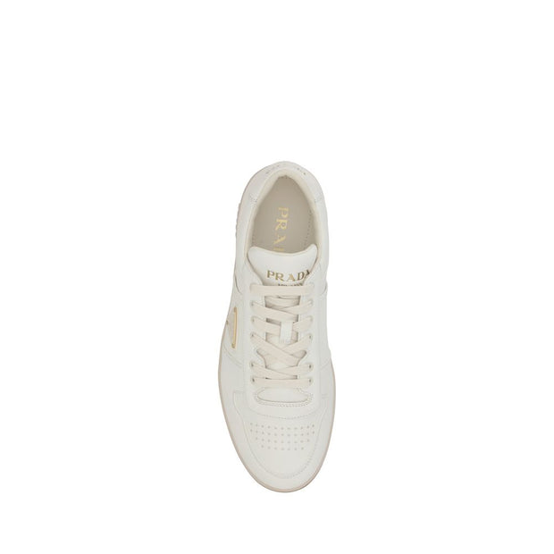 Prada White Calf Leather Bos Taurus Low Top Sneakers
