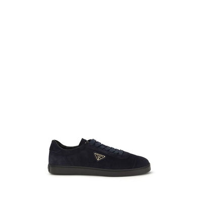 Prada Blue Calf Leather Bos Taurus Low Top Sneakers