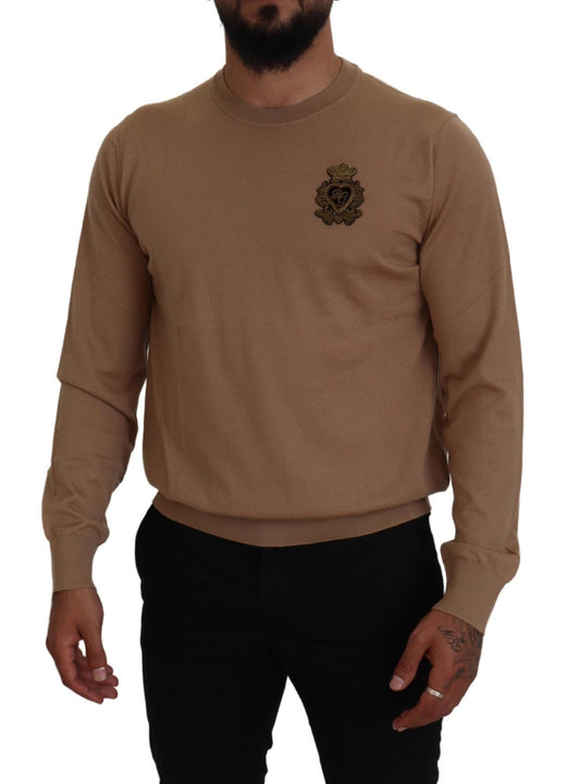 Dolce & Gabbana Beige Cashmere Crown Logo Pullover Sweater - Le schmidt