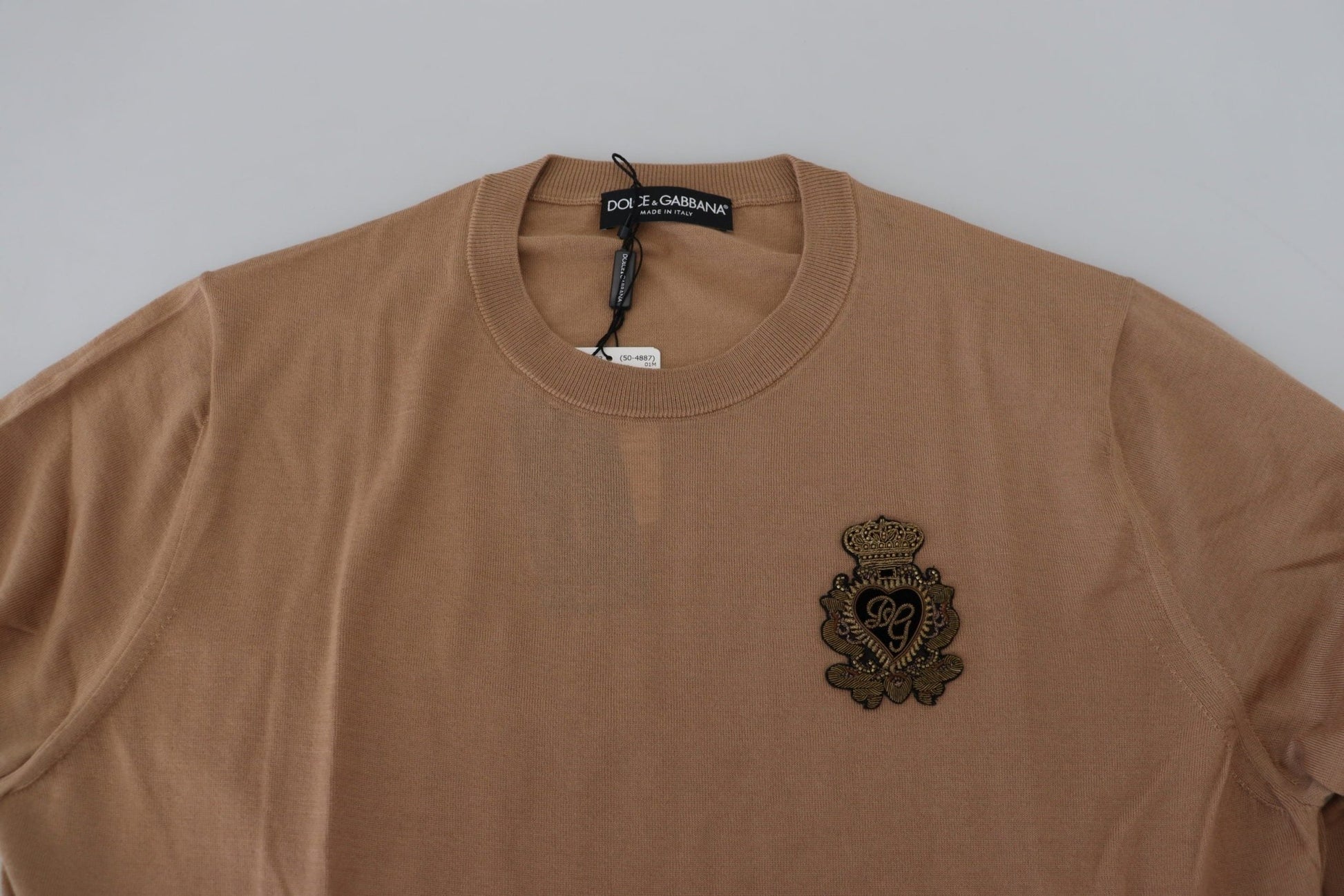 Dolce & Gabbana Beige Cashmere Crown Logo Pullover Sweater - Le schmidt