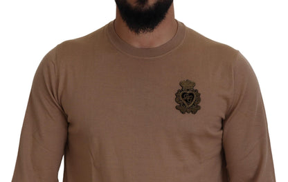 Dolce & Gabbana Beige Cashmere Crown Logo Pullover Sweater - Le schmidt