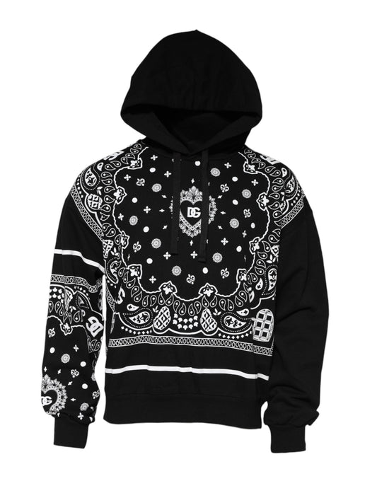 Dolce & Gabbana Black Bandana Hooded Men Sweatshirt Sweater - Le schmidt